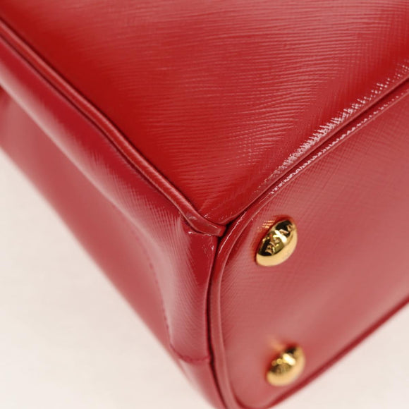 PRADA Galleria Hand Bag Safiano leather 2way Red Gold Auth 159785V