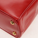 PRADA Galleria Hand Bag Safiano leather 2way Red Gold Auth 159785V-18