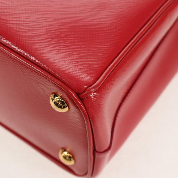 PRADA Galleria Hand Bag Safiano leather 2way Red Gold Auth 159785V