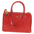 PRADA Galleria Hand Bag Safiano leather 2way Red Gold Auth 159785V-13