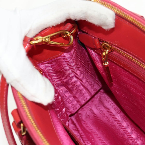 PRADA Galleria Hand Bag Safiano leather 2way Red Gold Auth 159785V