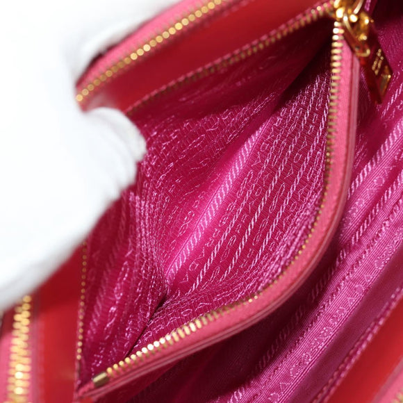 PRADA Galleria Hand Bag Safiano leather 2way Red Gold Auth 159785V