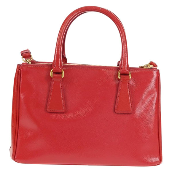 PRADA Galleria Hand Bag Safiano leather 2way Red Gold Auth 159785V