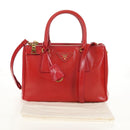 PRADA Galleria Hand Bag Safiano leather 2way Red Gold Auth 159785V-12