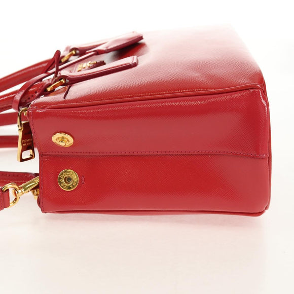 PRADA Galleria Hand Bag Safiano leather 2way Red Gold Auth 159785V