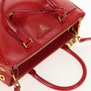PRADA Galleria Hand Bag Safiano leather 2way Red Gold Auth 159785V-6