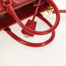 PRADA Galleria Hand Bag Safiano leather 2way Red Gold Auth 159785V-7