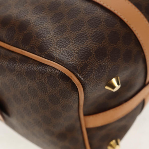 CELINE Macadam Canvas Hand Bag PVC Leather Brown Gold Auth 159786V