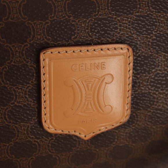 CELINE Macadam Canvas Hand Bag PVC Leather Brown Gold Auth 159786V