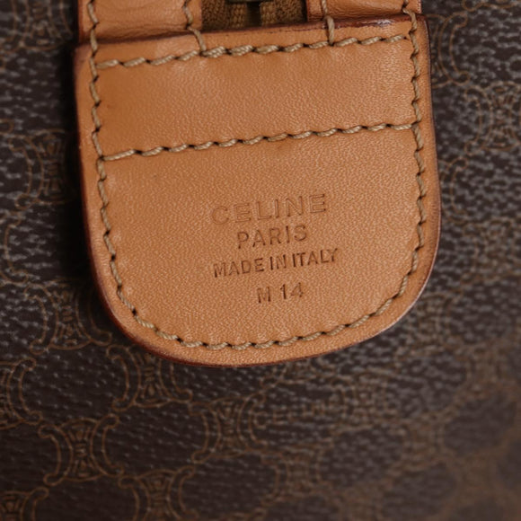CELINE Macadam Canvas Hand Bag PVC Leather Brown Gold Auth 159786V