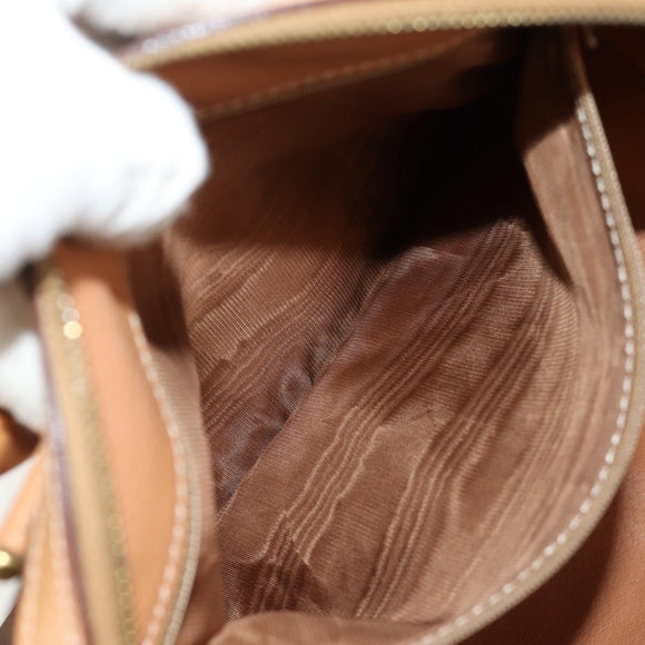 CELINE Macadam Canvas Hand Bag PVC Leather Brown Gold Auth 159786V