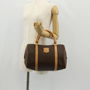 CELINE Macadam Canvas Hand Bag PVC Leather Brown Gold Auth 159786V-23