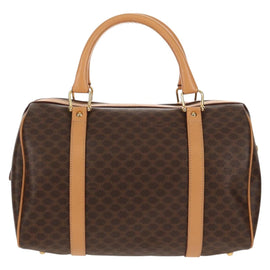 CELINE Macadam Canvas Hand Bag PVC Leather Brown Gold Auth 159786V - 0