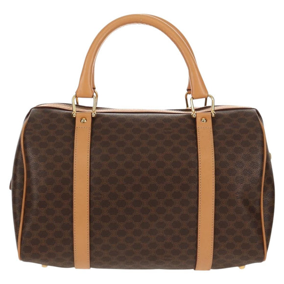 CELINE Macadam Canvas Hand Bag PVC Leather Brown Gold Auth 159786V