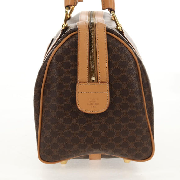 CELINE Macadam Canvas Hand Bag PVC Leather Brown Gold Auth 159786V