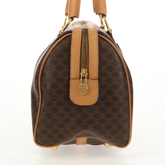 CELINE Macadam Canvas Hand Bag PVC Leather Brown Gold Auth 159786V