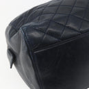 PRADA Hand Bag Leather Navy Gold Auth 159789-16