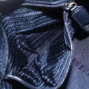 PRADA Hand Bag Leather Navy Gold Auth 159789-22