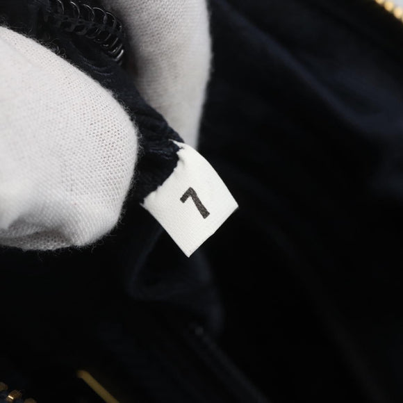 PRADA Hand Bag Leather Navy Gold Auth 159789