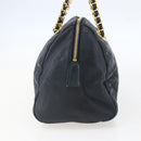 PRADA Hand Bag Leather Navy Gold Auth 159789-4