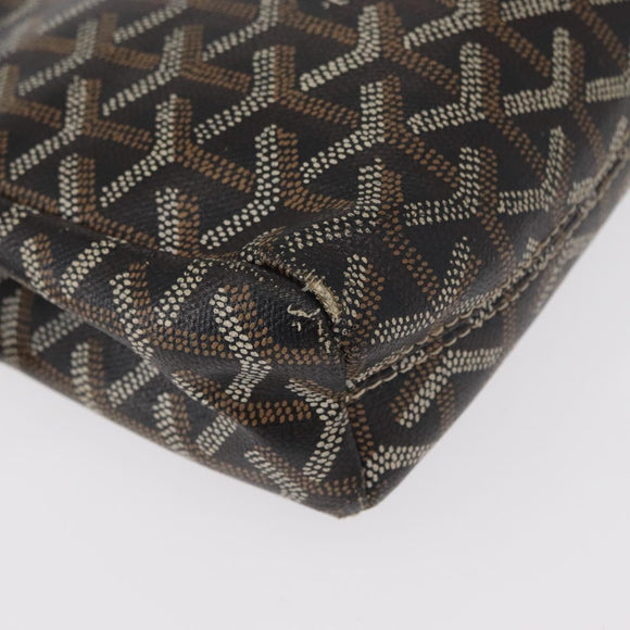 GOYARD Herringbone Miroir PM Clutch Bag PVC Leather Dark Brown Auth 159792