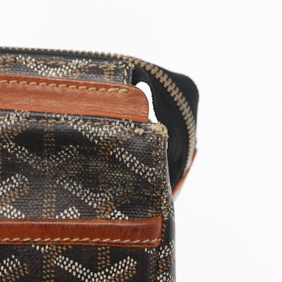 GOYARD Herringbone Miroir PM Clutch Bag PVC Leather Dark Brown Auth 159792