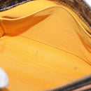 GOYARD Herringbone Miroir PM Clutch Bag PVC Leather Dark Brown Auth 159792-14