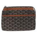 GOYARD Herringbone Miroir PM Clutch Bag PVC Leather Dark Brown Auth 159792-2