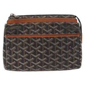 GOYARD Herringbone Miroir PM Clutch Bag PVC Leather Dark Brown Auth 159792 - 0