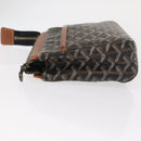 GOYARD Herringbone Miroir PM Clutch Bag PVC Leather Dark Brown Auth 159792-5
