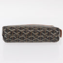 GOYARD Herringbone Miroir PM Clutch Bag PVC Leather Dark Brown Auth 159792-7