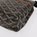 GOYARD Herringbone Miroir PM Clutch Bag PVC Leather Dark Brown Auth 159792-9