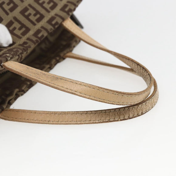 FENDI Zucchino Canvas Hand Bag Beige Auth 159795