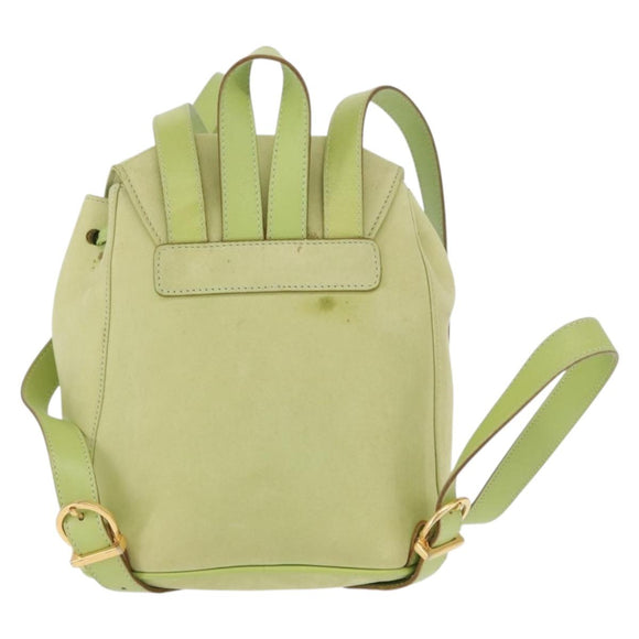 Salvatore Ferragamo Backpack Suede Gold Light green Auth 159800