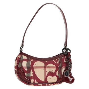 BURBERRY Nova Check Shoulder Bag PVC Leather Red Auth 159802V