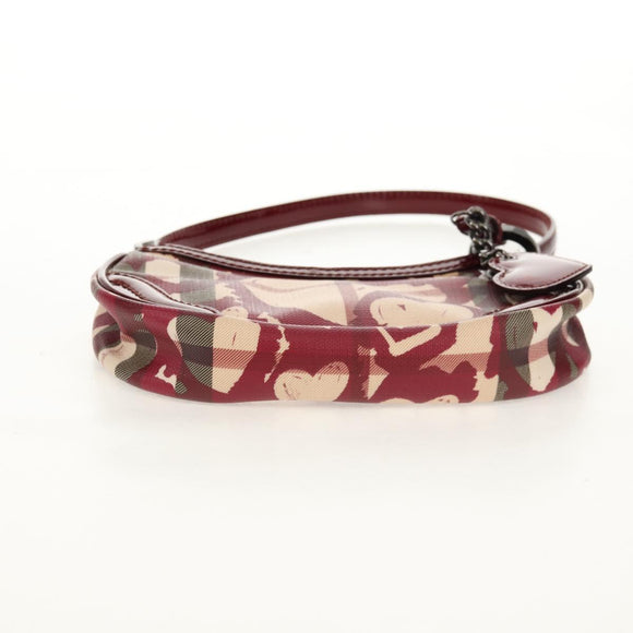 BURBERRY Nova Check Shoulder Bag PVC Leather Red Auth 159802V