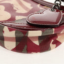 BURBERRY Nova Check Shoulder Bag PVC Leather Red Auth 159802V-16
