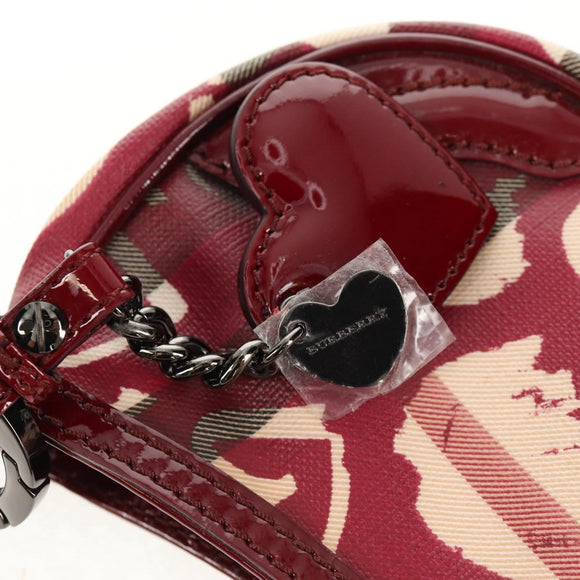 BURBERRY Nova Check Shoulder Bag PVC Leather Red Auth 159802V