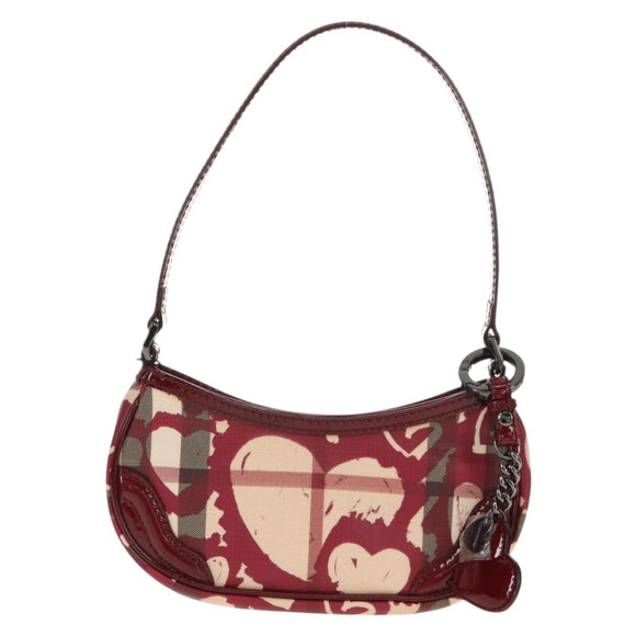 BURBERRY Nova Check Shoulder Bag PVC Leather Red Auth 159802V