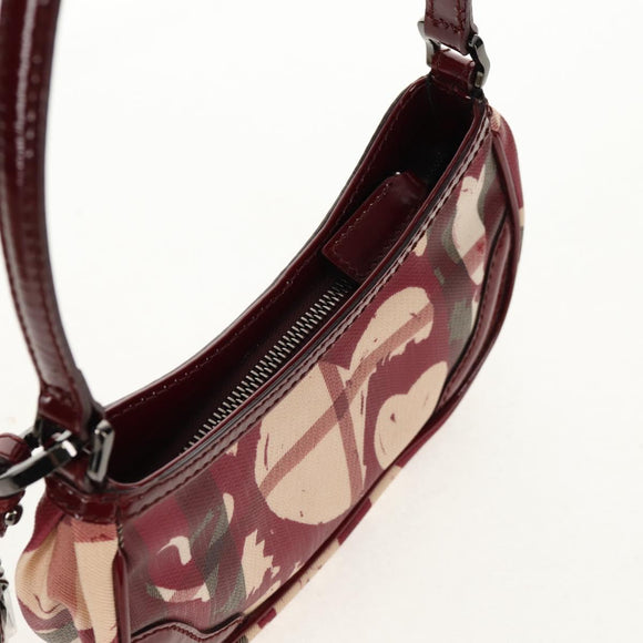 BURBERRY Nova Check Shoulder Bag PVC Leather Red Auth 159802V