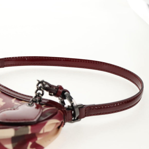 BURBERRY Nova Check Shoulder Bag PVC Leather Red Auth 159802V
