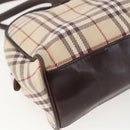 BURBERRY Nova Check Blue Label Hand Bag Canvas Beige Silver Auth 159809-14
