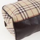BURBERRY Nova Check Blue Label Hand Bag Canvas Beige Silver Auth 159809-16