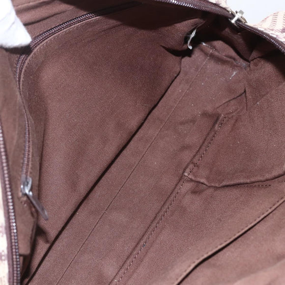 BURBERRY Nova Check Blue Label Hand Bag Canvas Beige Silver Auth 159809