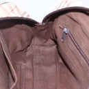 BURBERRY Nova Check Blue Label Hand Bag Canvas Beige Silver Auth 159809-19