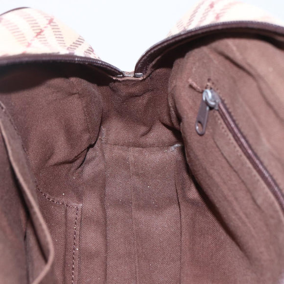 BURBERRY Nova Check Blue Label Hand Bag Canvas Beige Silver Auth 159809