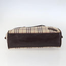 BURBERRY Nova Check Blue Label Hand Bag Canvas Beige Silver Auth 159809-5