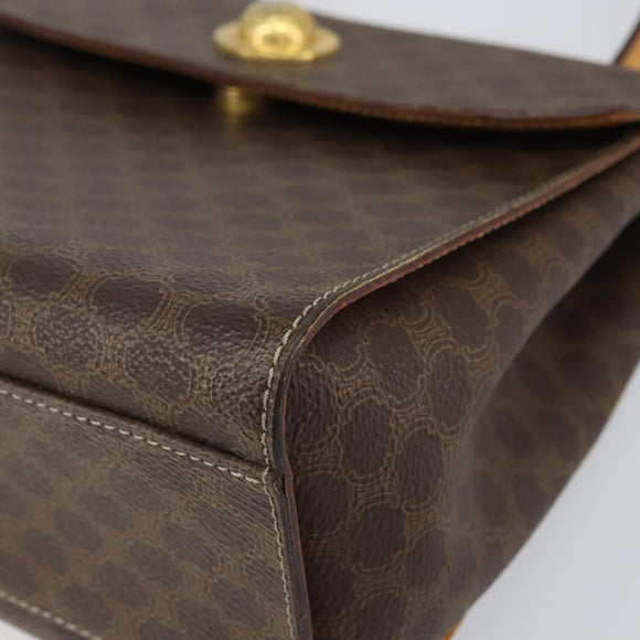 CELINE Macadam Canvas Hand Bag PVC Leather Brown Gold Auth 159824