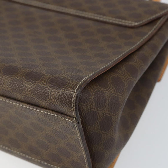 CELINE Macadam Canvas Hand Bag PVC Leather Brown Gold Auth 159824