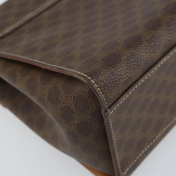 CELINE Macadam Canvas Hand Bag PVC Leather Brown Gold Auth 159824